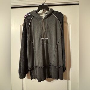 POL Crochet Sleeve Half Zip Hoodie – Size L